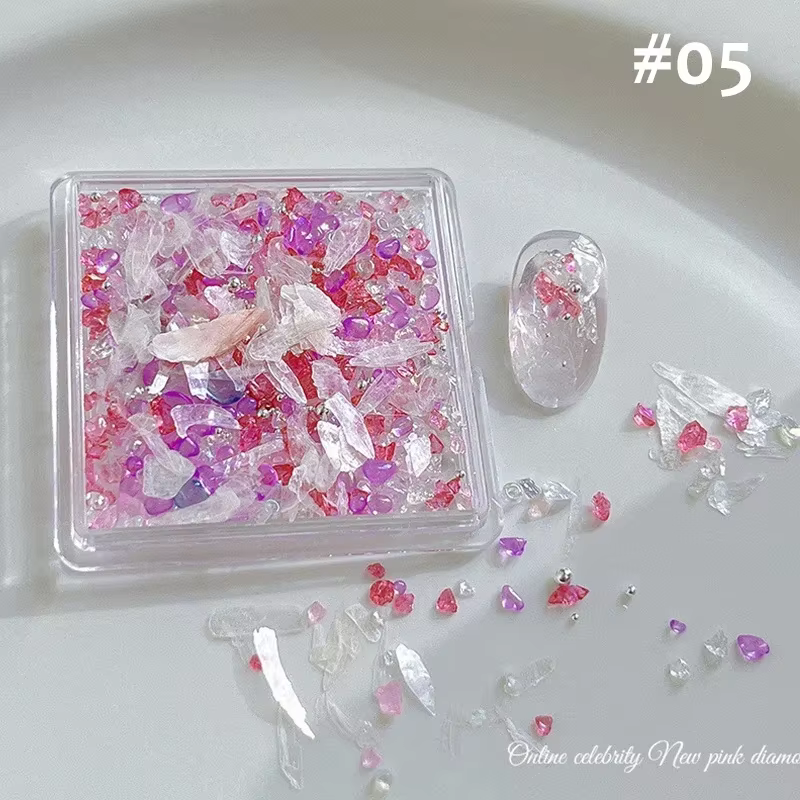 Flocons de coquille Aurora irréguliers 3D Nail Art, tranches de coquillages d'ormeau, paillettes de 