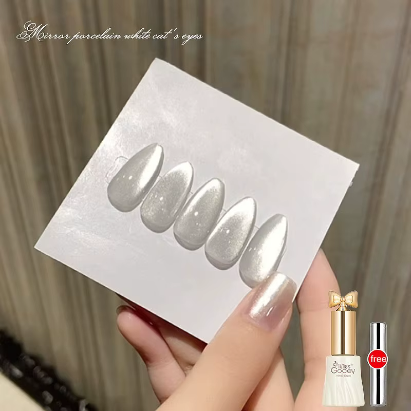 MISSGOOEY-Verhéritage à ongles en gel œil de chat blanc, effet miroir, caméléon, magnétique, pour sa