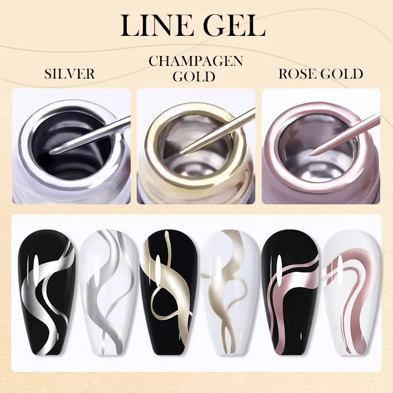 LILYCUTE 5ml Super brillant argent métallique peinture Liner Gel vernis à ongles dessin rayure Graff