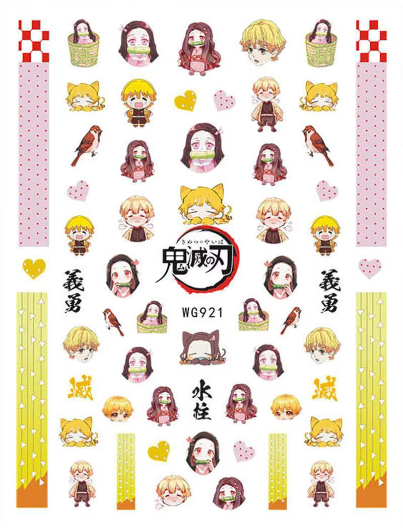 1 paquet d'autocollants pour ongles Anime Demon Slayer, dessin animé princesse Disney, décoration Na