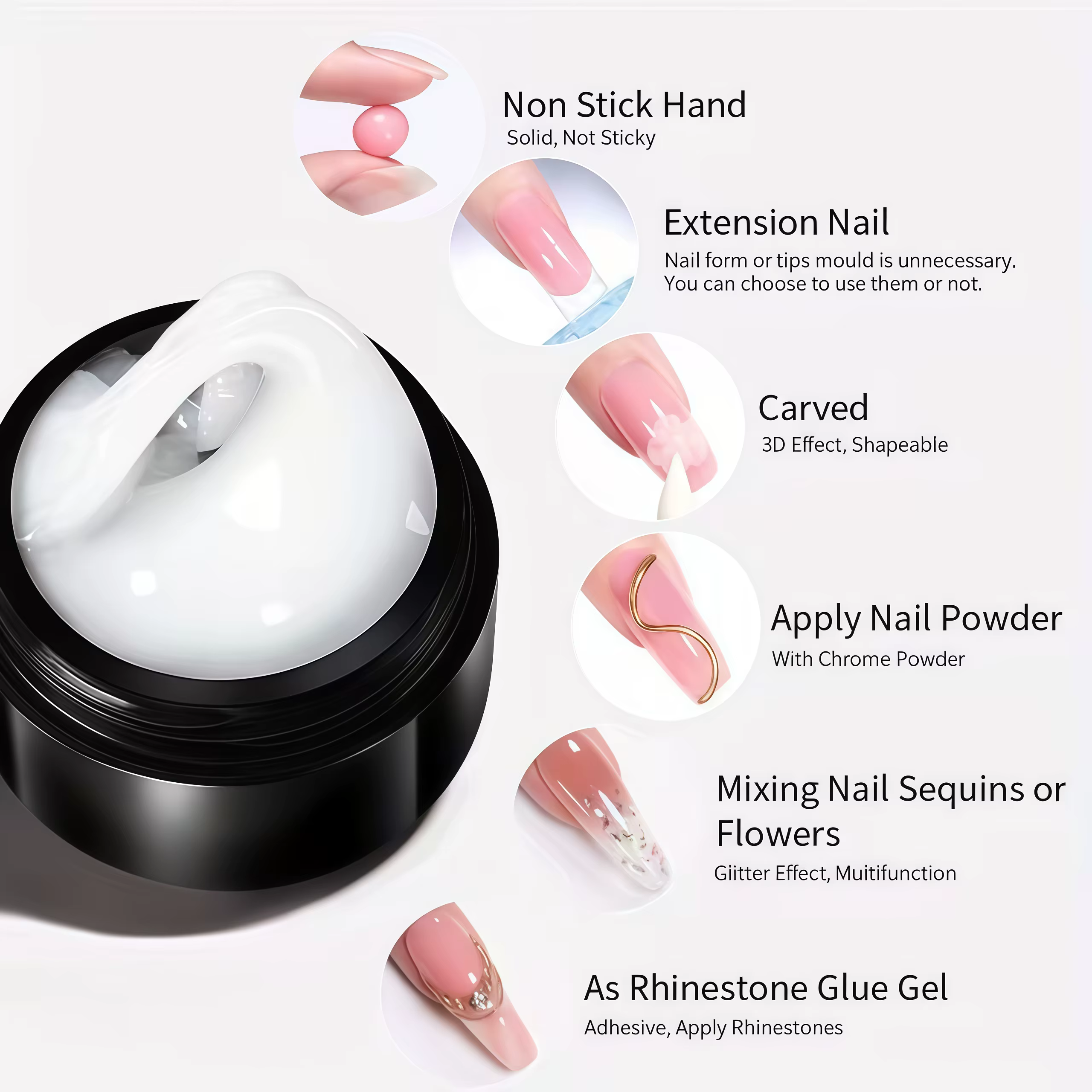 Gel pour ongles 3D, superposition dure et durable non collante, crée des formes de lettres géométriq