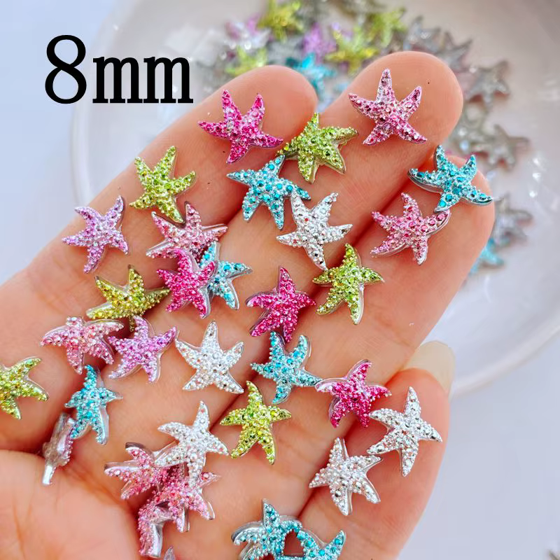 100 pièces/sac Kawaii Mini étoiles colorées 3D mignon Nail Art décorations Macaron ongles breloques