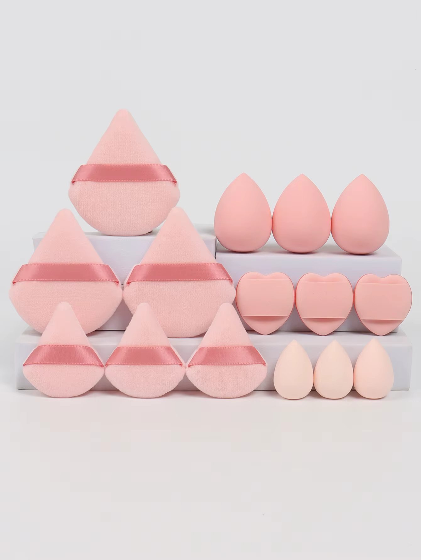 Ensemble de 15 pièces multi-effet, 3 bouffées de poudre libre, 3 mini bouffées de poudre libre, 3 œu