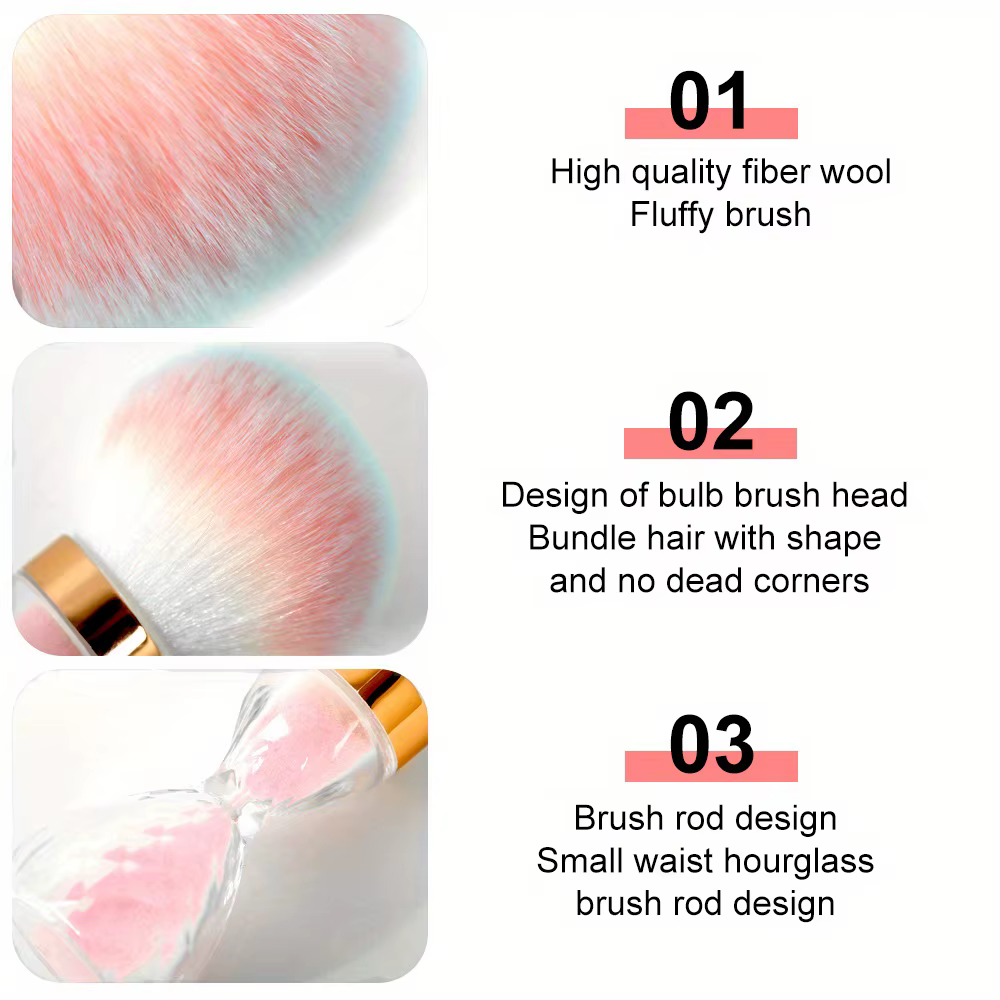 Brosse à poussière pour Nail Art, poignée en sablier, pour enlever la poudre, nettoyage doux, pour m