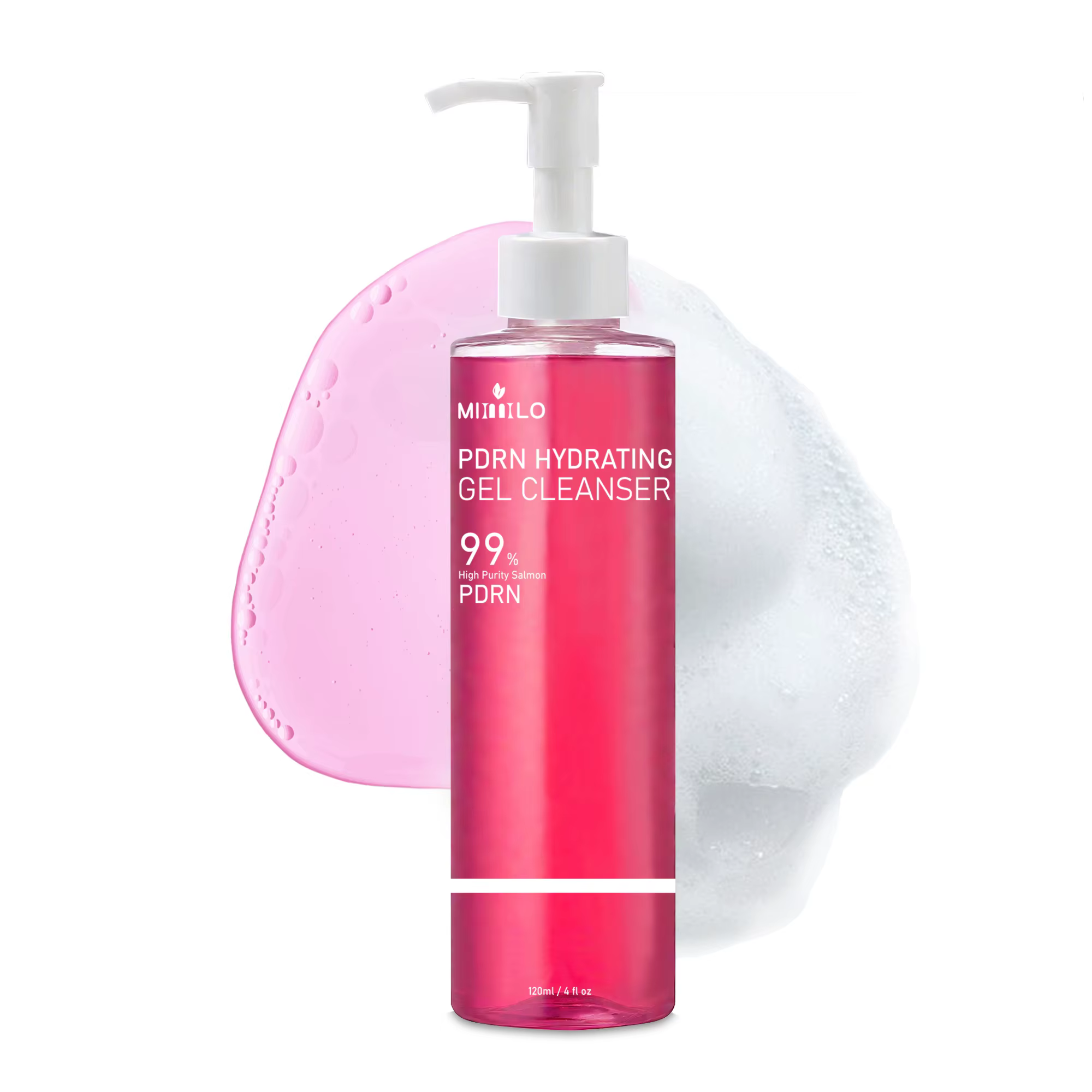 Gel nettoyant en mousse rose saumon DNA PDRN, contenant PDRN, contrôle l'huile, élimine les points n