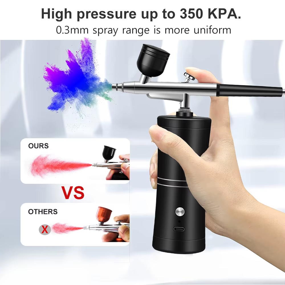 Aérographe avec compresseur pour la peinture des ongles, aérographe portable sans fil, mini pistolet