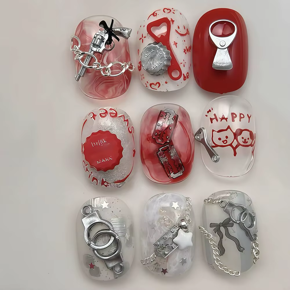 Moule à ongles 3D en Silicone, vaisselle, menottes, jouets amusants, breloques de manucure en résine
