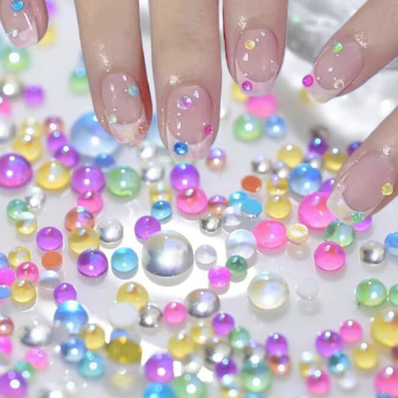 1 boîte arc-en-ciel sirène larmes Nail Art breloques Macaron bulle perles Nail Art pour l'été Aurora
