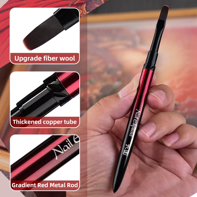Nouveau 1/13 pièces ensemble de pinceaux pour Nail Art noir rouge poignée en métal acrylique UV Gel