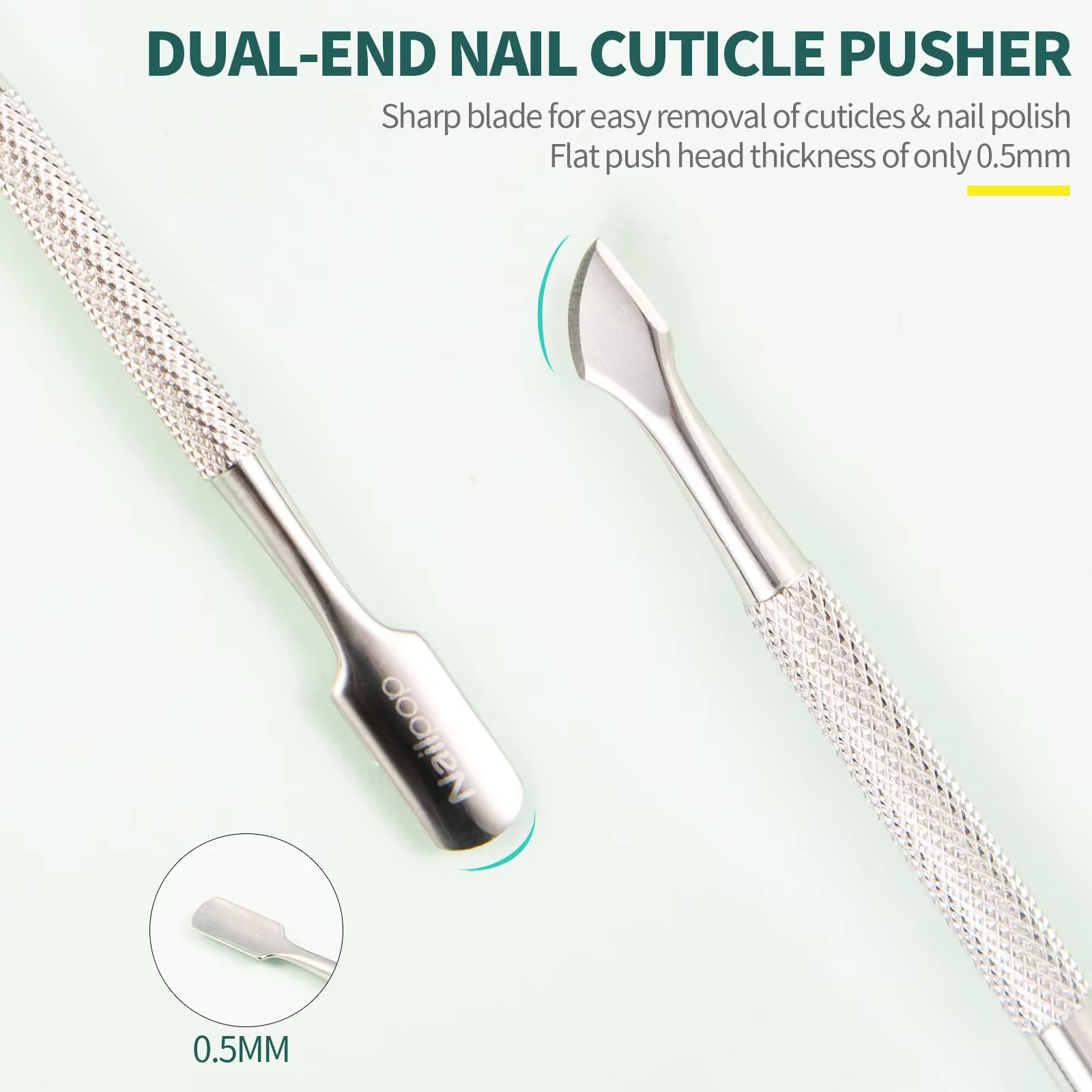 Nailpop ciseaux à cuticules en acier inoxydable manucure pédicure tondeuse et poussoir argent peau m