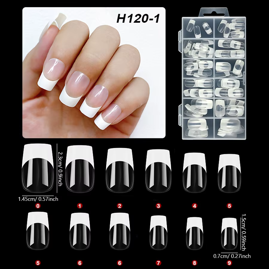 120 pièces taille moyenne Style français couverture complète presse sur les ongles portable rapide f