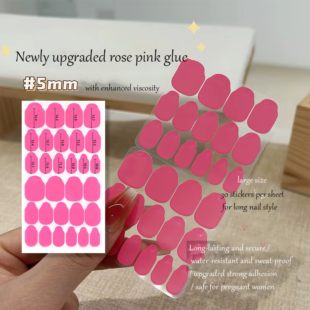 Autocollants de colle pour ongles en gelée Rose, nouvellement amélioré, épaisseur de 5mm, viscosité 