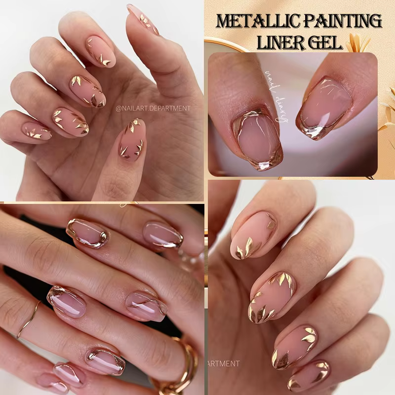 LIToxic-Verhéritage à Ongles D.lique CircTE, Gel à Rayures, Or, Argent, Style Français, Super Lumine