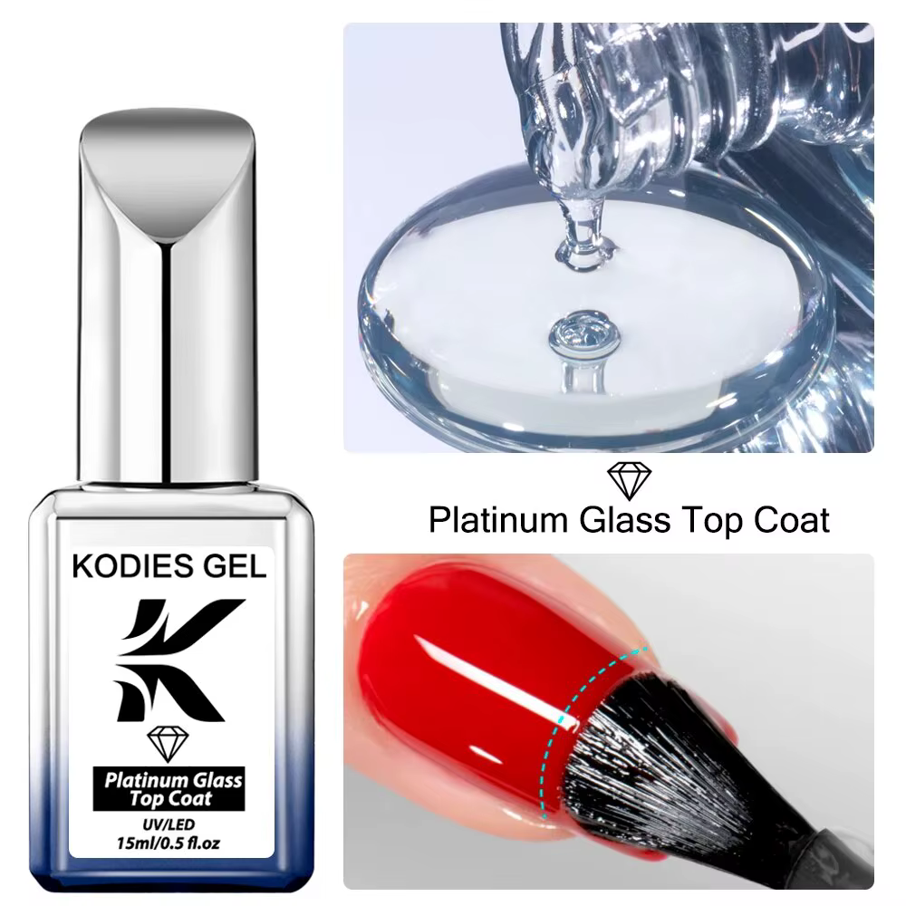 KODIES GEL diamant couche de finition sans lingette Gel vernis à ongles 15ML Semi Permanent platine 