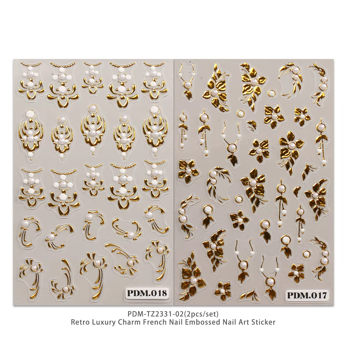 Autocollants de manucure en relief, pendentif de luxe rétro, manucure française, motif exquis, facil