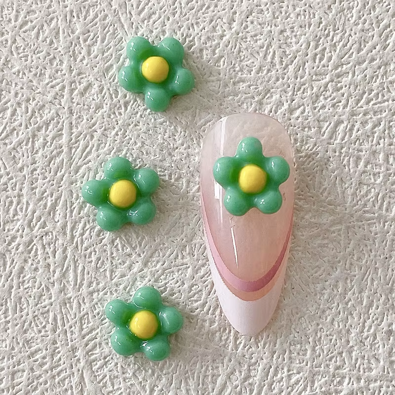 Fleur de printemps de dessin animé pour la décoration d'art d'ongle, conception de fleur de résine 3