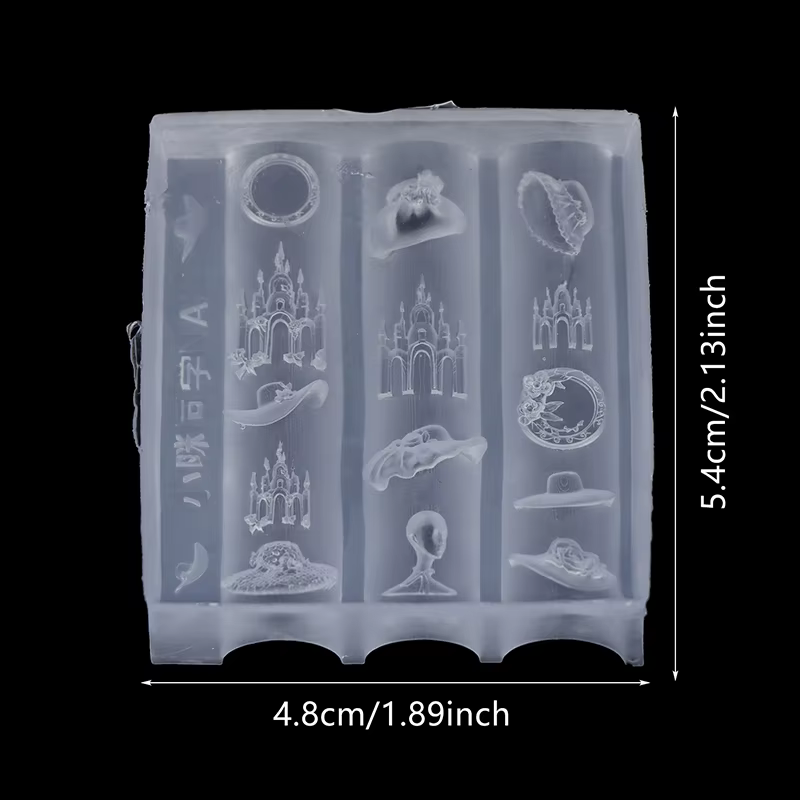 Moule à ongles en silicone 3D style européen, chapeau de paille, cygne, robe, château, pour nail art