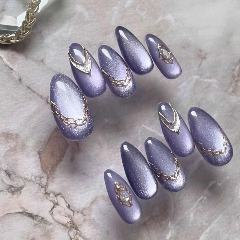 24 faux ongles en amande rose dégradé à presser avec perles et strass, motif nœud floral, couverture