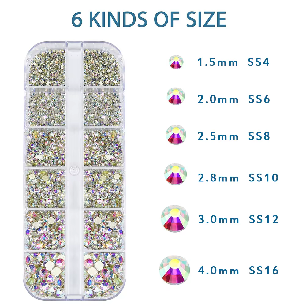 2400 pièces + pierres précieuses en cristal clair brillant strass pour ongles 1.5-4mm pierre de verr