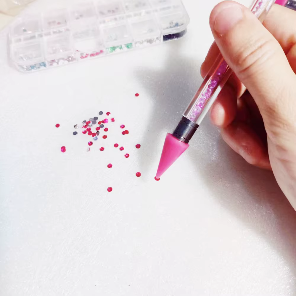 PINCEF-Stylo de pointage pour ongles, tête d'avertissement de résubdivision, biscuits rose et blanc,