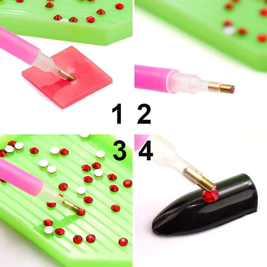 Ensemble de sélecteurs de strass avec stylo à points, plateau de rangement, argile collante pour Nai