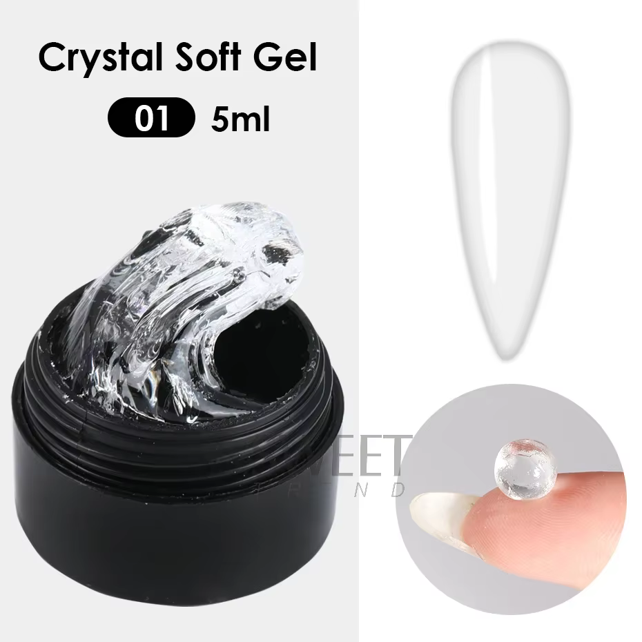 Extension d'ongles en cristal doux et solide, 5ml, Transparent, nu, rose, acrylique, sculpture de fl