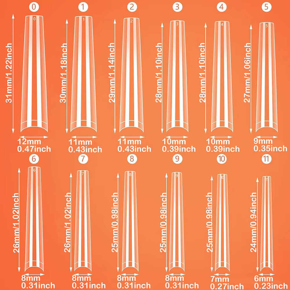 120 pièces longs clair cercueil ongles conseils courbe Extra longue demi couverture cercueil ongles 