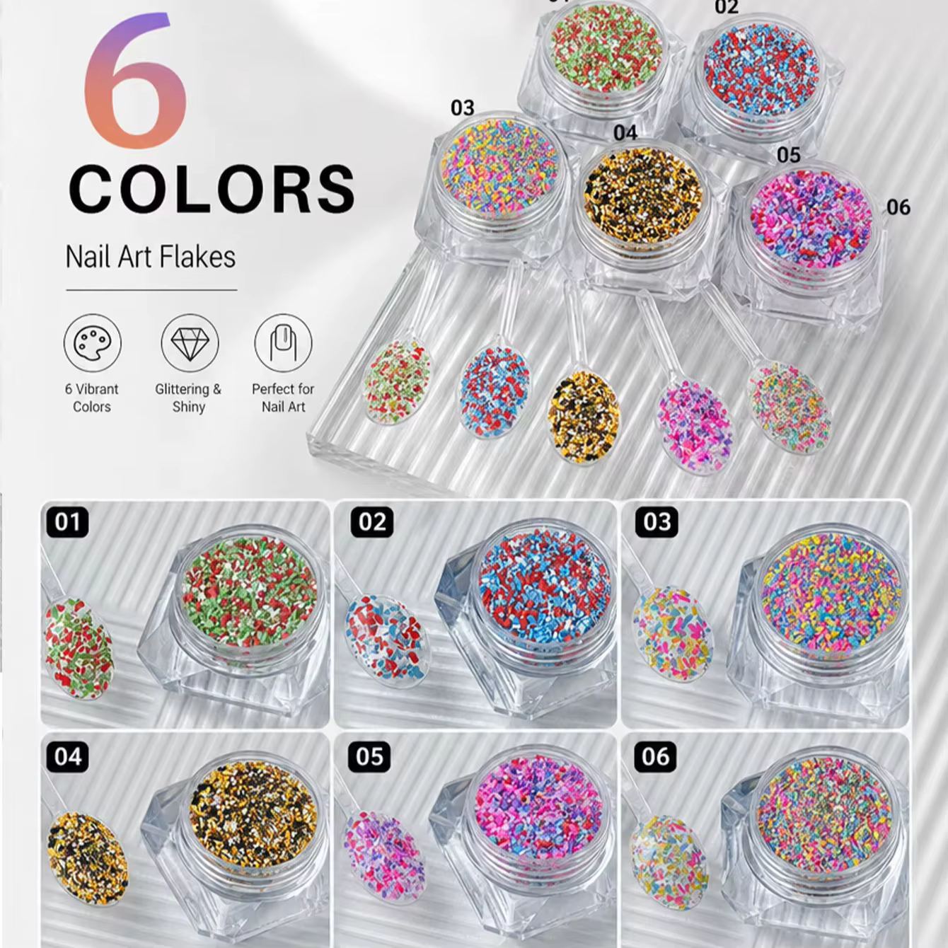 6 poudres à ongles enrichies en dopamine avec effet givré, poudre pour nail art 3D, style japonais e