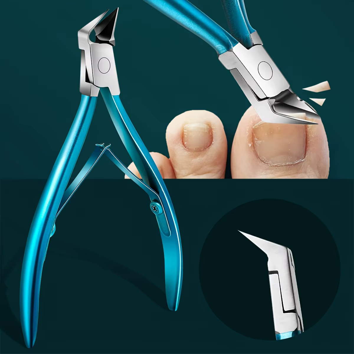 Coupe-ongles pour ongles incarnés épais, large ouverture, antidérapant, à Long manche, 1 pièce