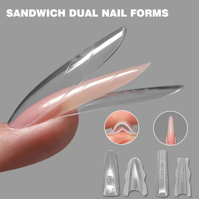Nouvelles Formes à Ongles Double Usage Sandwich 180 pièces 15 Tailles 2025 – Formes Double Usage pou