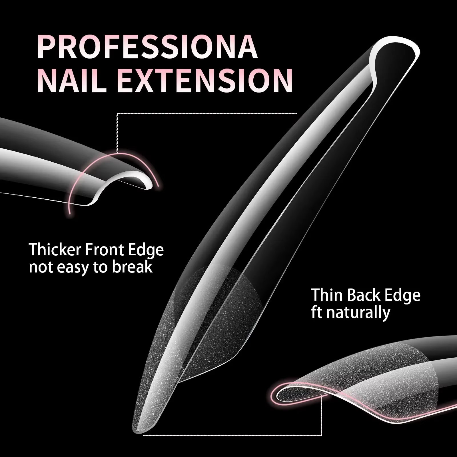 Faux ongles de luxe en Gel doux, Capsules semi-mates, cercueil français d'amande, couverture complèt