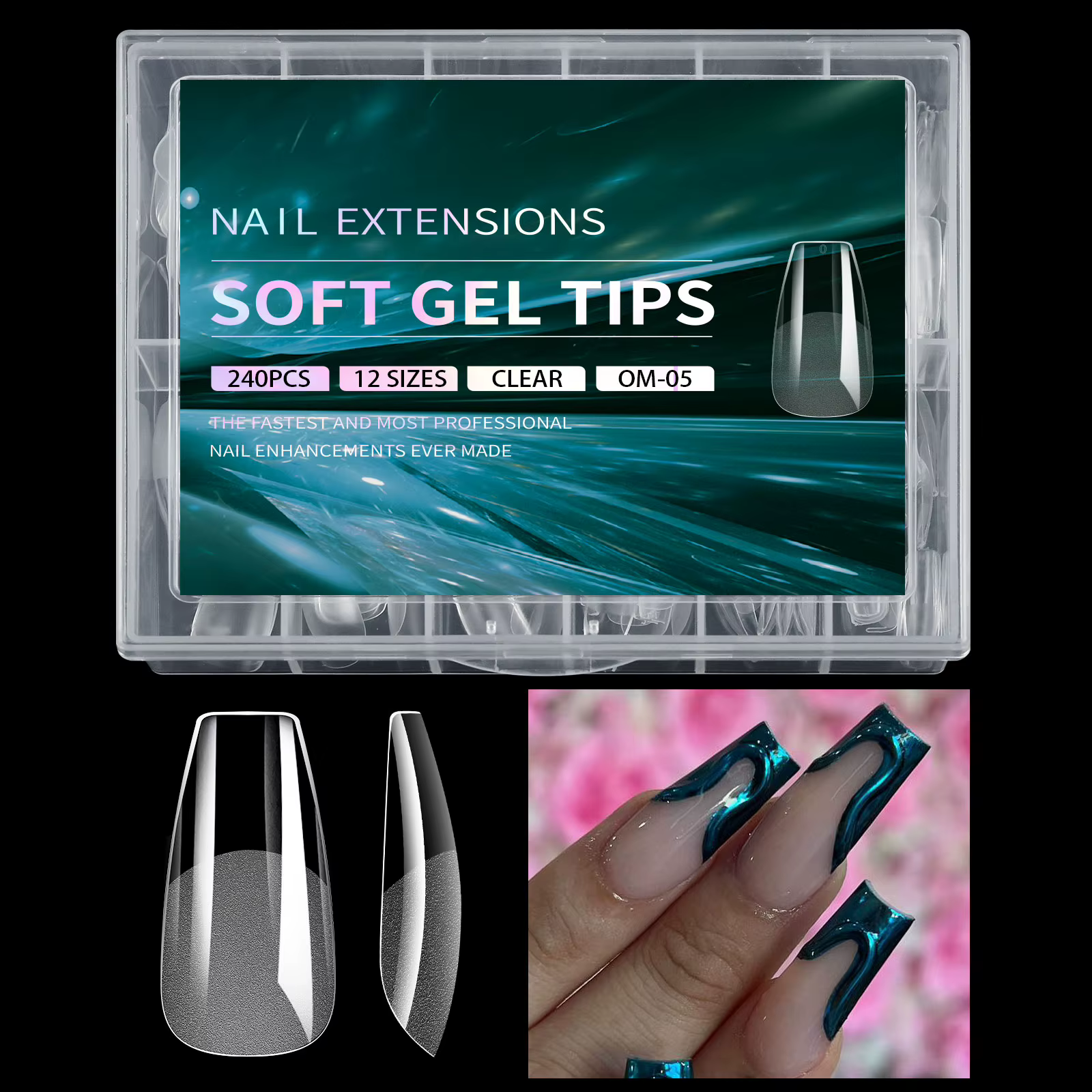 Faux ongles de luxe en Gel doux, Capsules semi-mates, cercueil français d'amande, couverture complèt