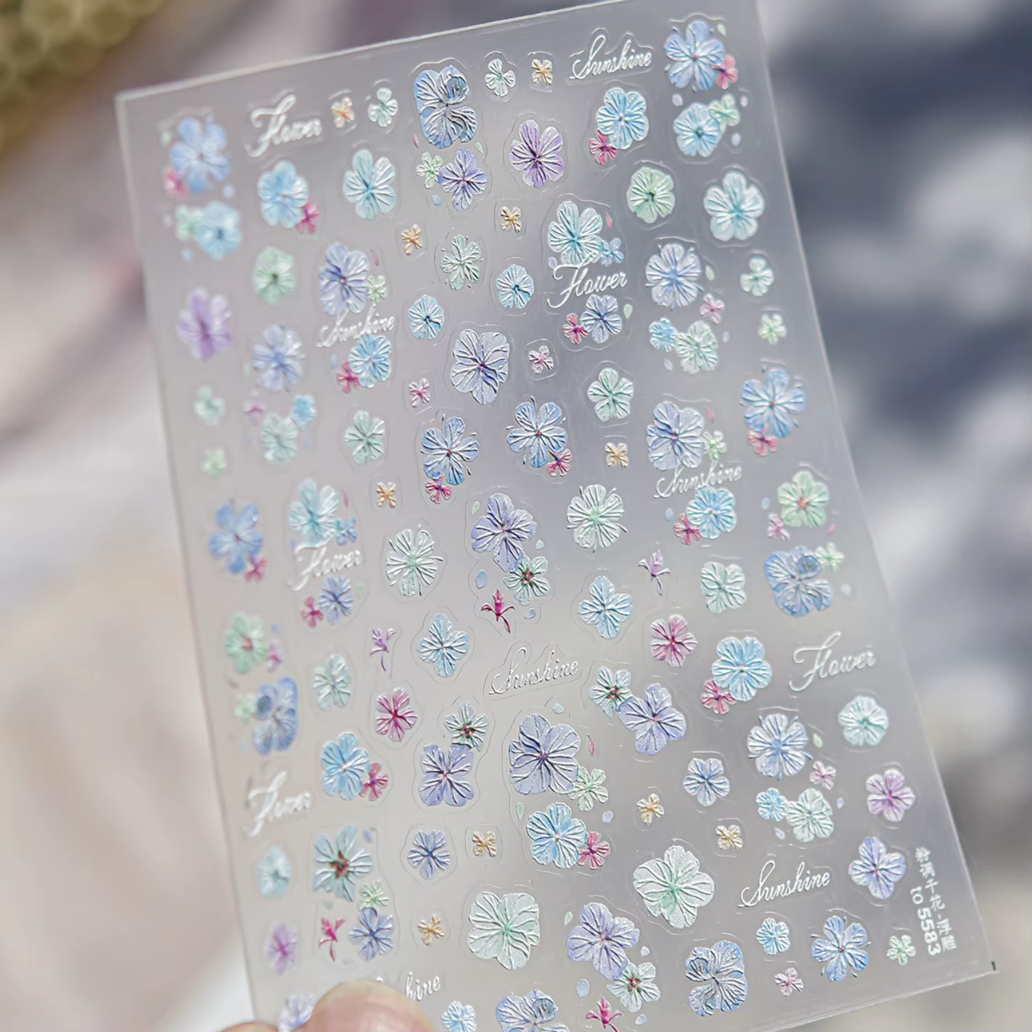 Autocollants 5D pour ongles « Chanson d'amour aux fleurs de cerisier » – Dégradé rose et blanc japon