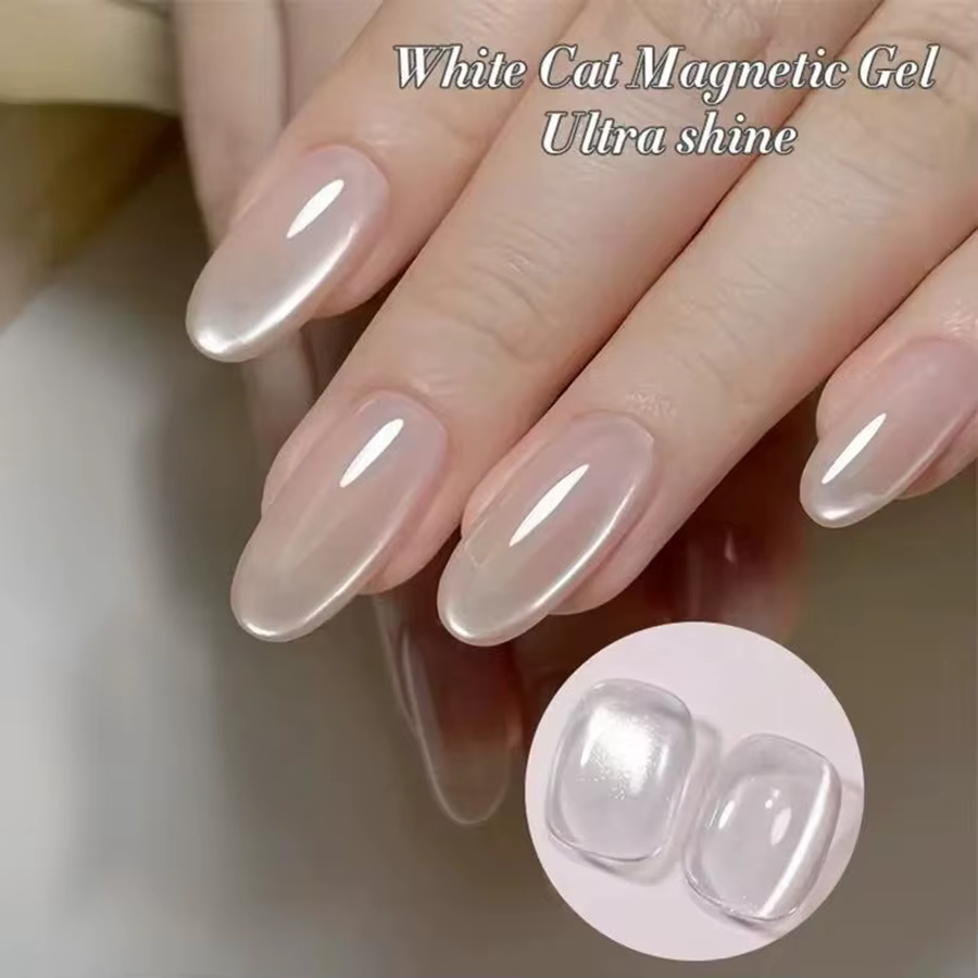 1-24 pièces WS blanc argent oeil de chat Gel magnétique vernis à ongles Ultra brillance tremper Gel 