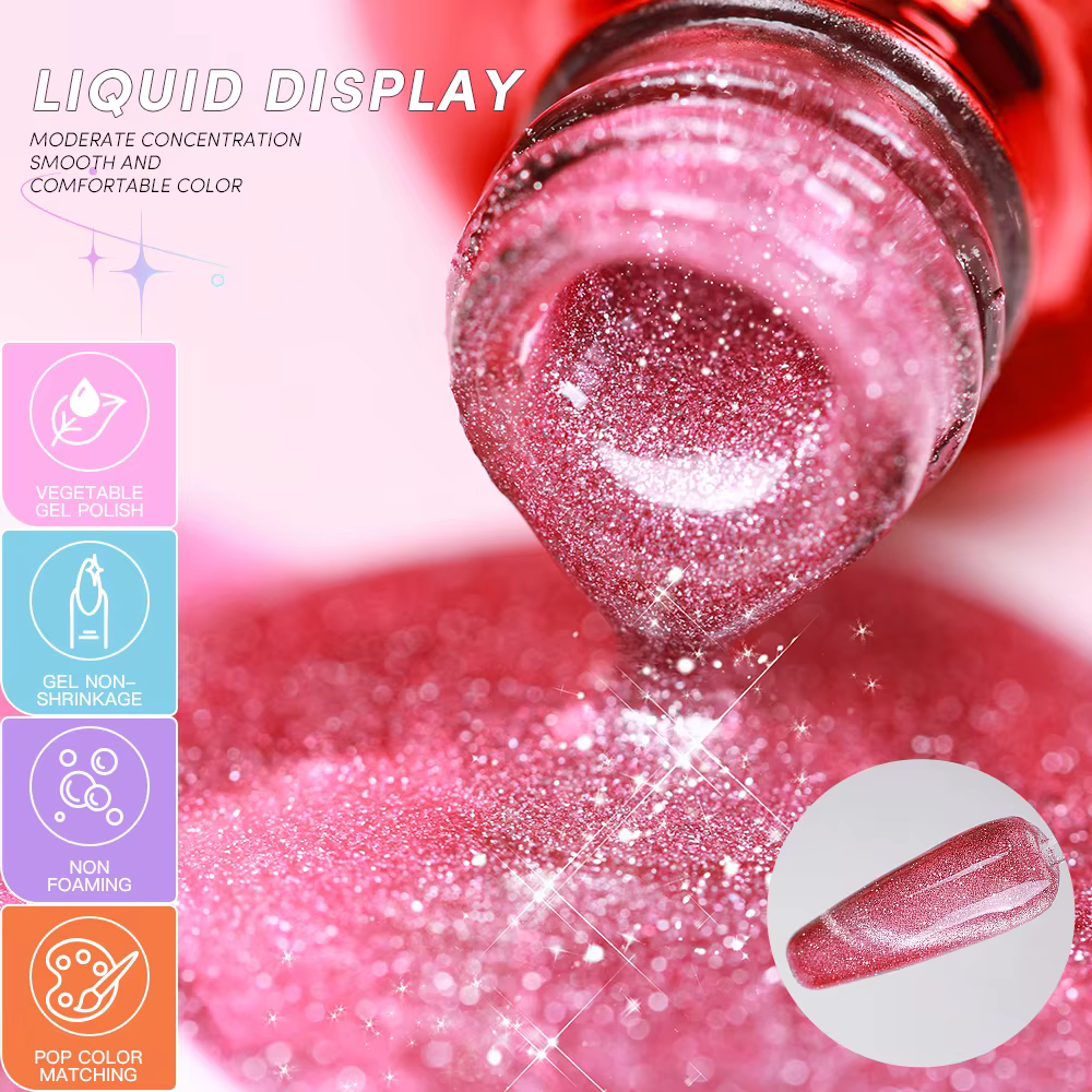AS 15ml chat magnétique Gel vernis à ongles oeil de chat effet paillettes Semi Permanent 36 couleurs