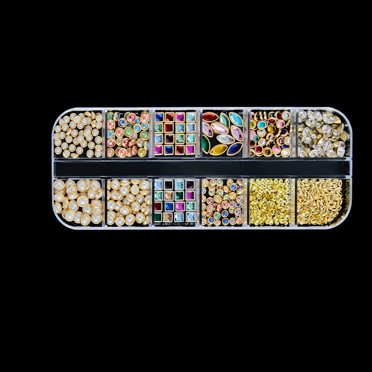 1 Boîte de mini perles réalistes vintage pour nail art, strass de luxe léger et créatif, strass carr