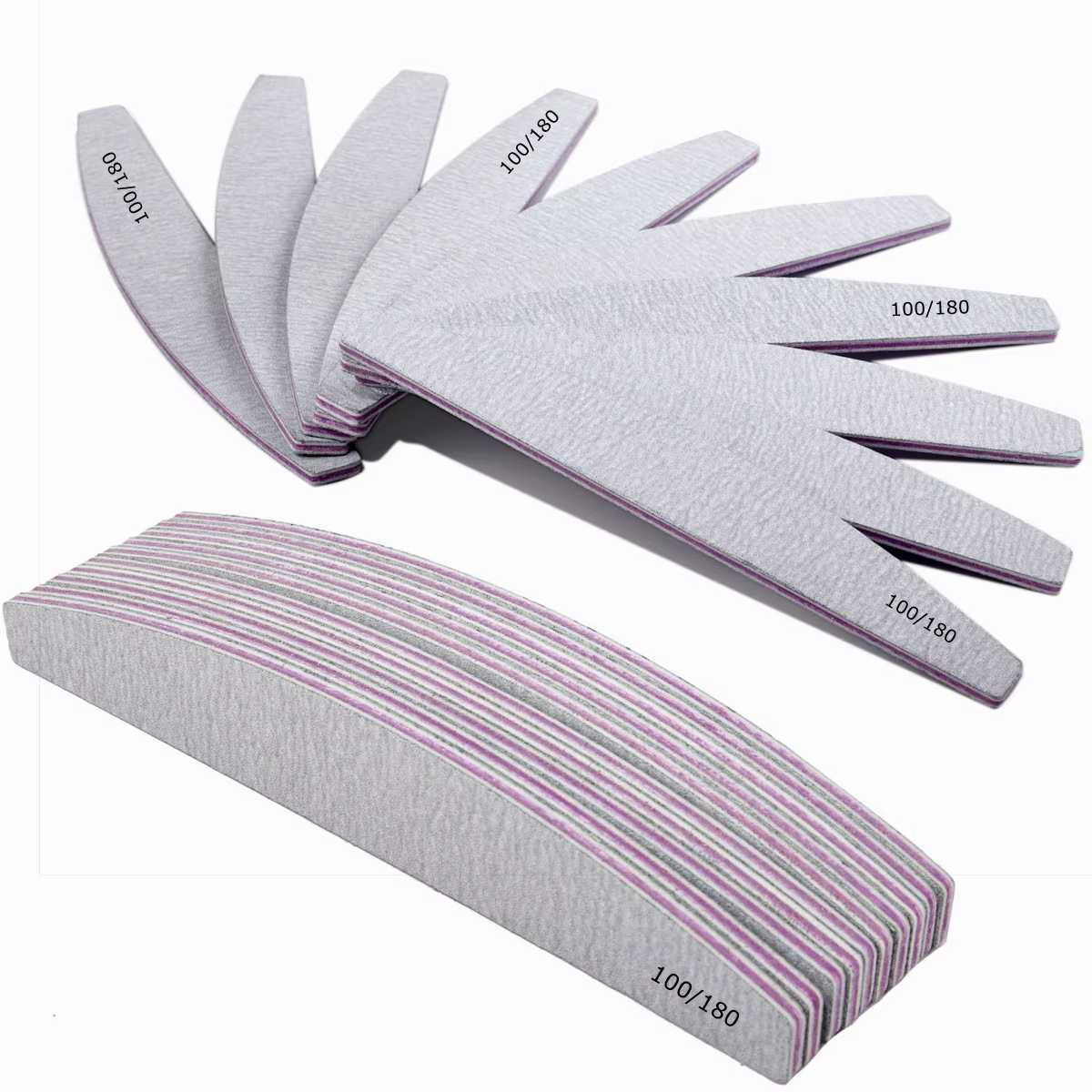 Limes à ongles zèbre grain 100 180, 10 pièces, pour Gel d'extension d'ongle et acrylique, planches é