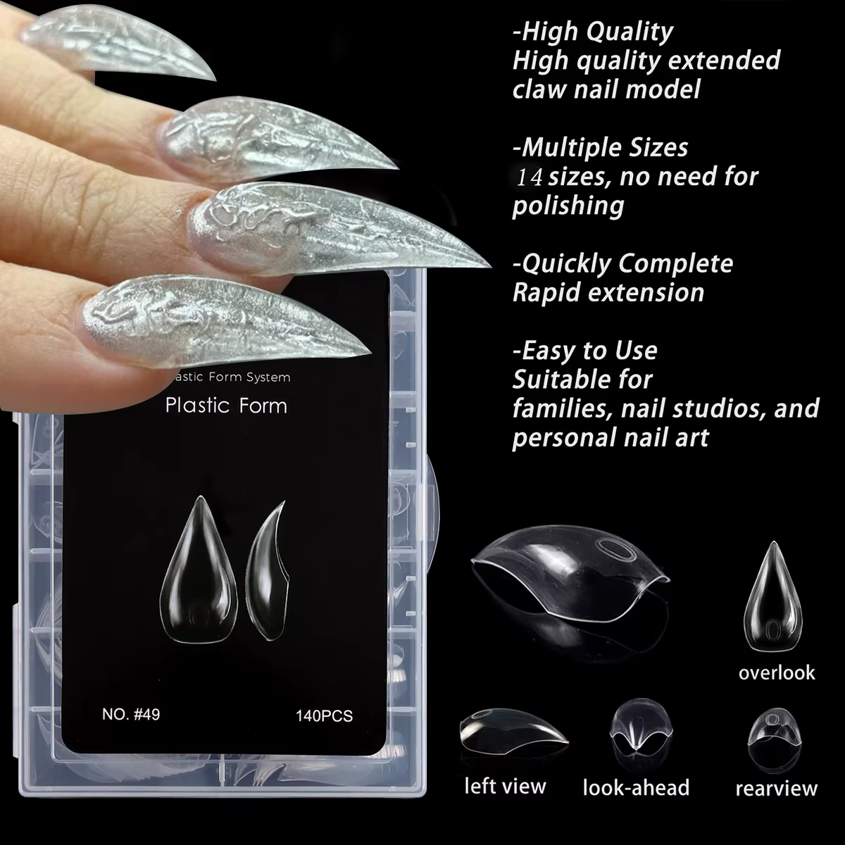 Formes à ongles doubles pour extension de polygel, moule à ongles 3D en forme de griffe, moule à ong