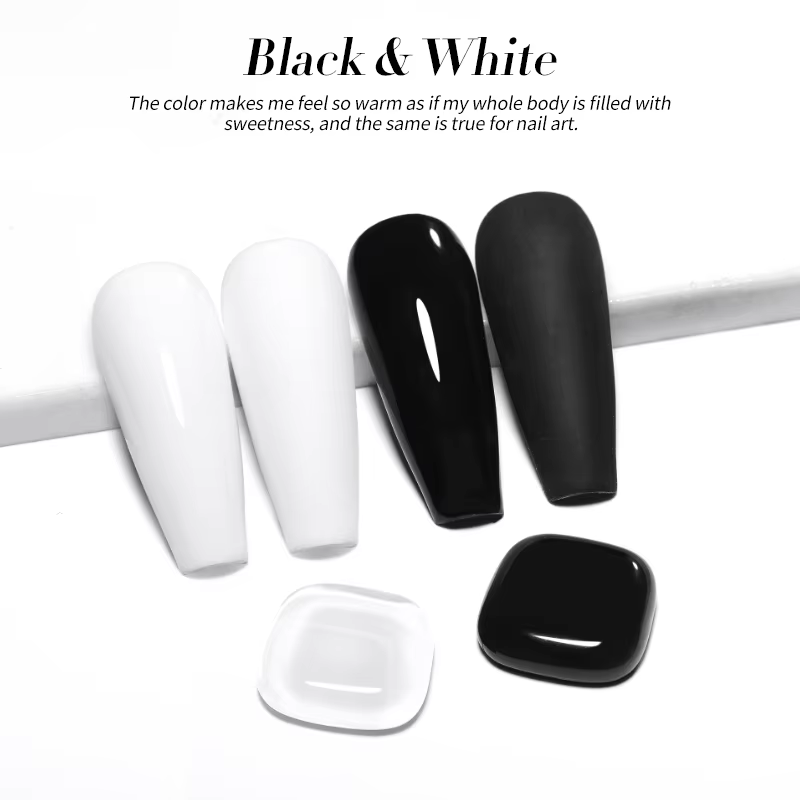 Faillite N PRETTY-Verhéritage à Ongles Gel UV LED, Noir Pur, Blanc, Semi Continu, Gel Nude, GT Recha