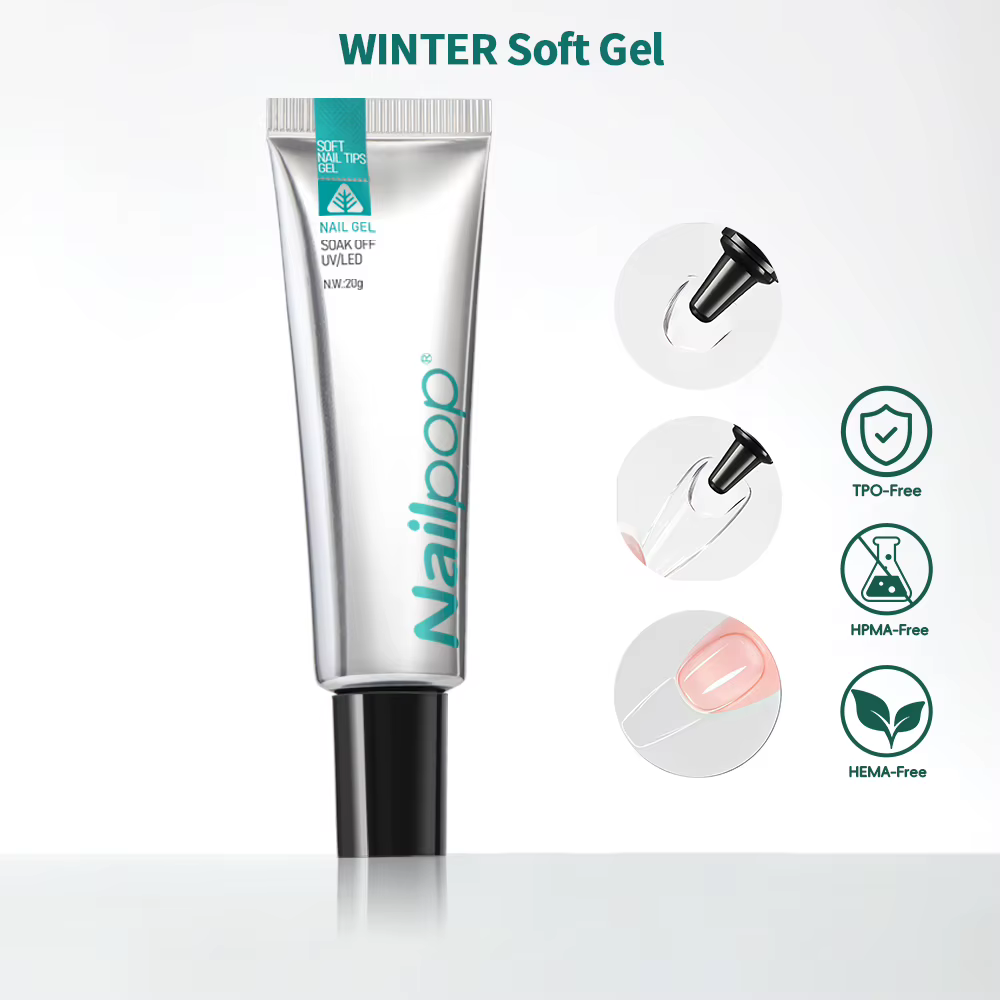 Nailpop – Capsules d'ongles souples en gel, formule vitamine E, à pointe plate pour l'été et à point