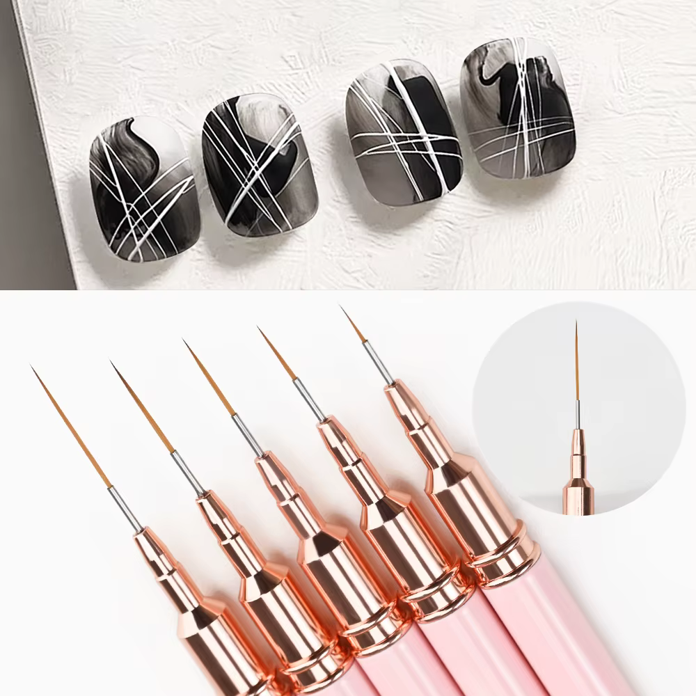 7/10/12/15/20m rose français Nail Art Liner peinture brosse 5 pièces/ensemble Ultra-mince lignes all