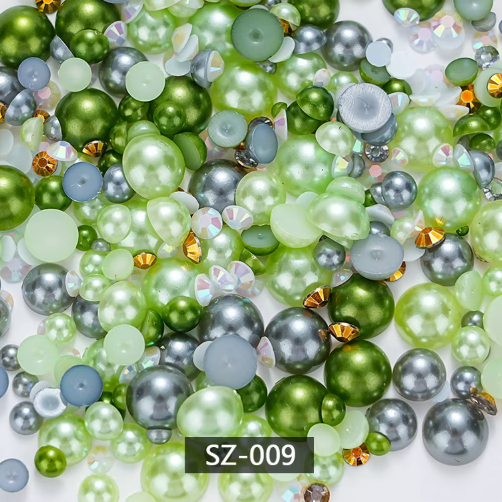 Ensemble de perles de sirène 30G, tailles mixtes, dos plat, perles AB en résine, perles circulaires