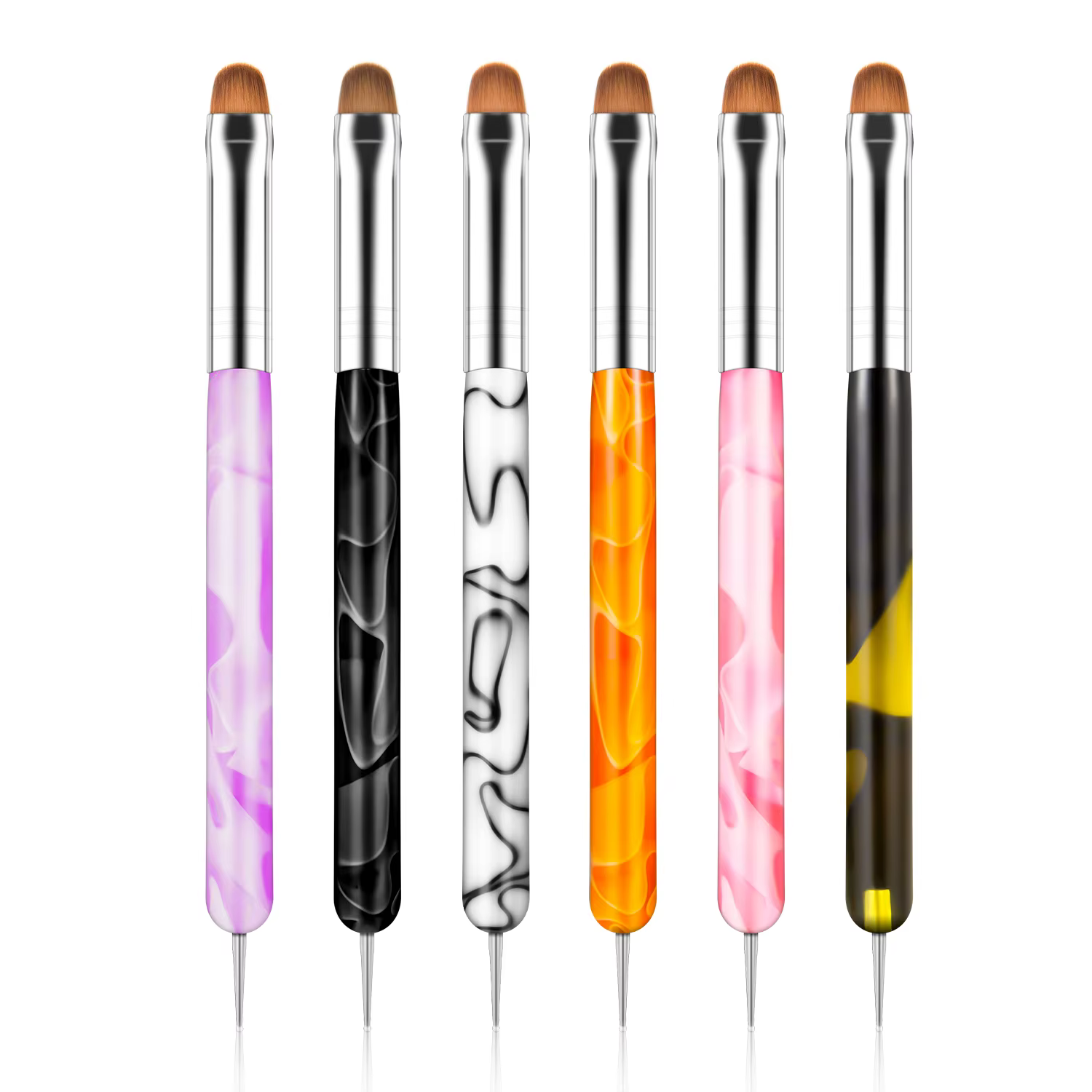 Pinceau français pour Nail Art, stylo à double extrémité, poignée en acrylique, pour dessin, peintur