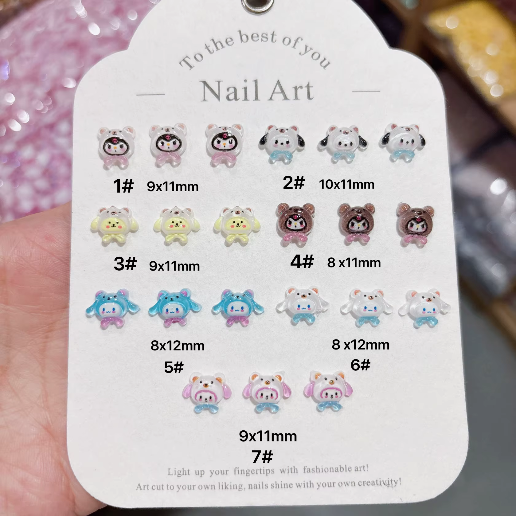 100 pièces de breloques pour ongles de chapeau mignon-ornements en résine 3D cannelle et Kuromi pour