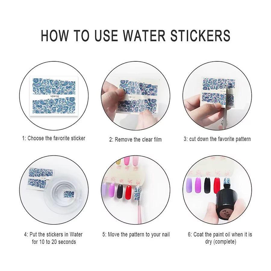 Autocollants pour Ongles à Motifs Mixtes, Transfert à l'Eau, Décalcomanies DIY, Outils de miles Impe