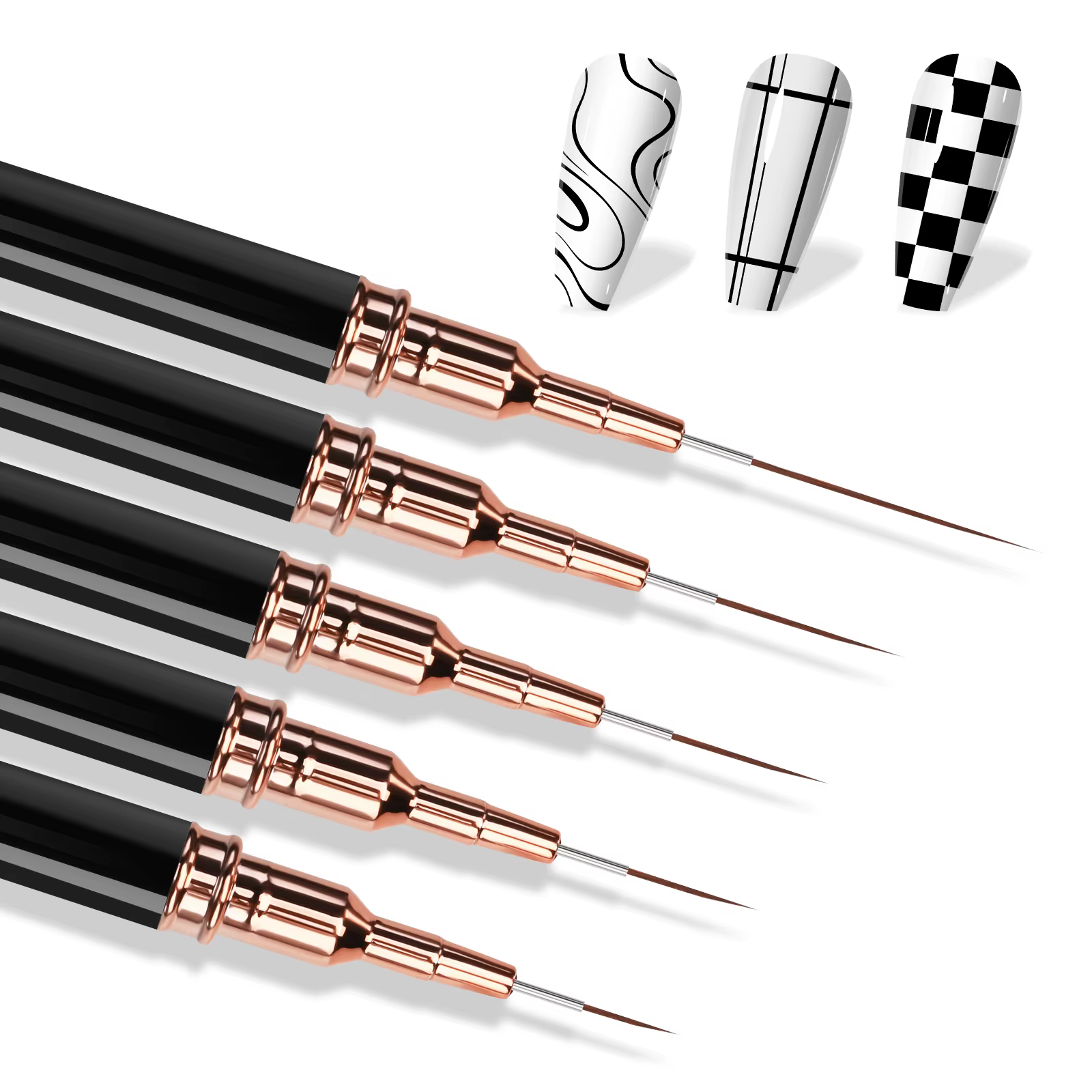 5 pièces professionnel Nail Art doublures rayures pinceaux outil Ultra-mince ligne détail dessin pei