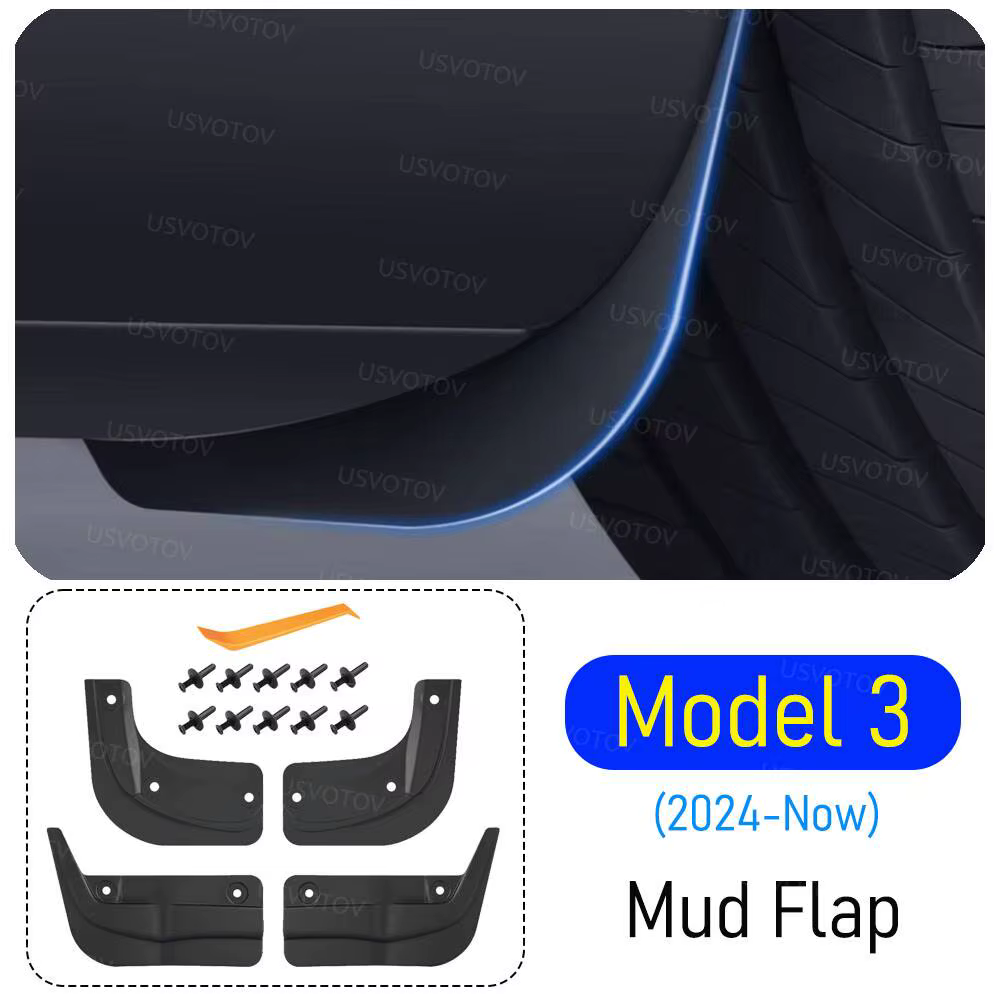 Pour Tesla Model Y et Model 3 (2025-2026) – Accessoires YL : Bavettes anti-éclaboussures toutes sais