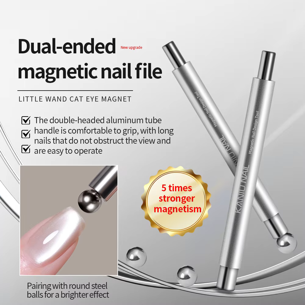 1/2 pièces Double tête oeil de chat circulaire aimant perle cylindrique outil d'art des ongles pour