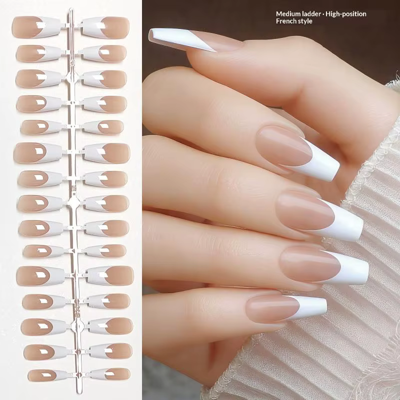 Faux Ongles 30 pièces French Ballet Fashion à Presser, Extension Rapide, Ongles Artificiels Portable