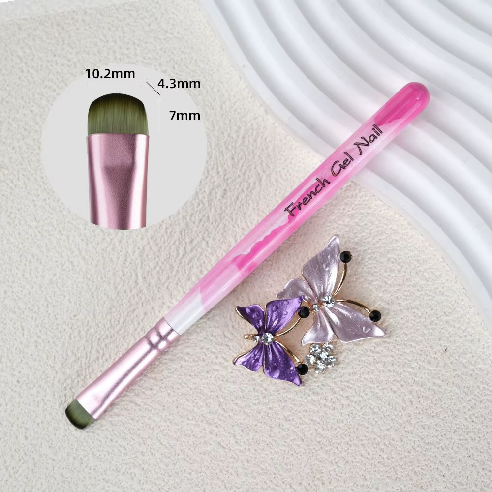 Pinceau plat pour ongles en gel, idéal pour le design des ongles français, application de vernis UV 